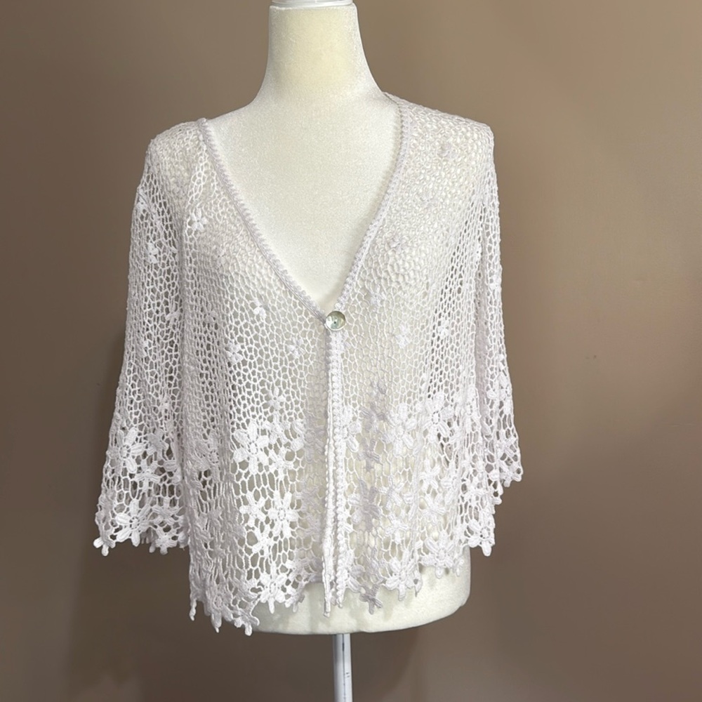 Rabbit Rabbit Rabbit White Crochet Shrug